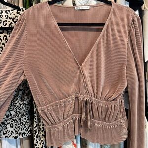 Zara Women's Tan Wrap Tops large used